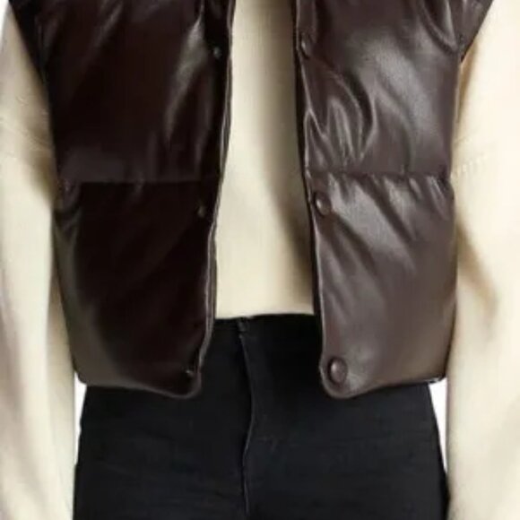 A.L.C. Willow Faux Leather Puffer Vest - Size XS S 0 2 - Black - Picture 4 of 7